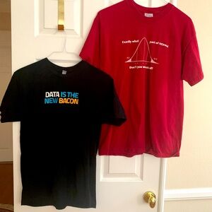 2 T-Shirts: Red w/Math Graph L and Black w/Front Print & Cloudera On the Back M